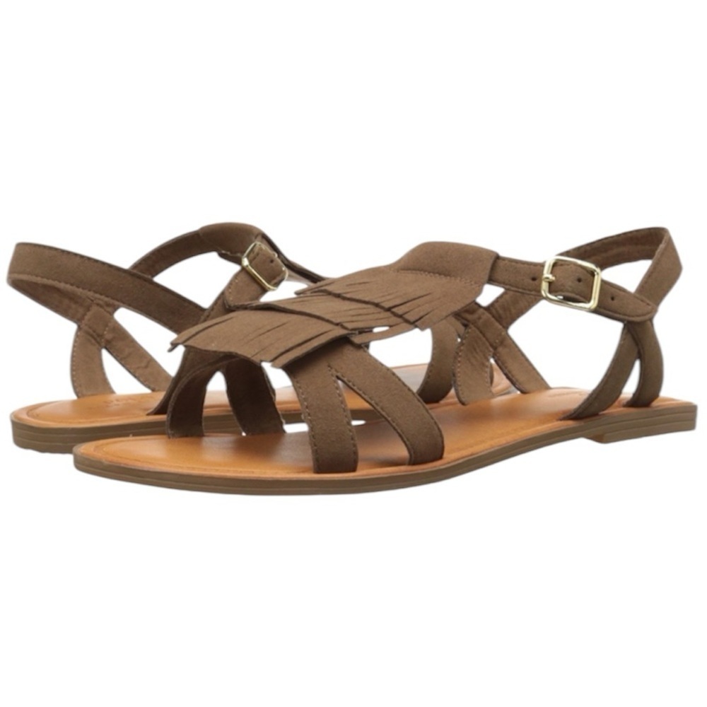 Polo Ralph Lauren Girls’ Alana Fringe Microfiber Sandals Size Youth 6 Women 8